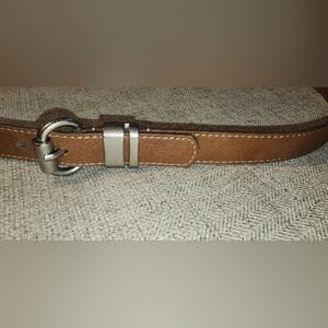 RELIC Brown Belt Silver Buckle 100% Manmade 1" 117992 White Stitch RLJ8407ES216